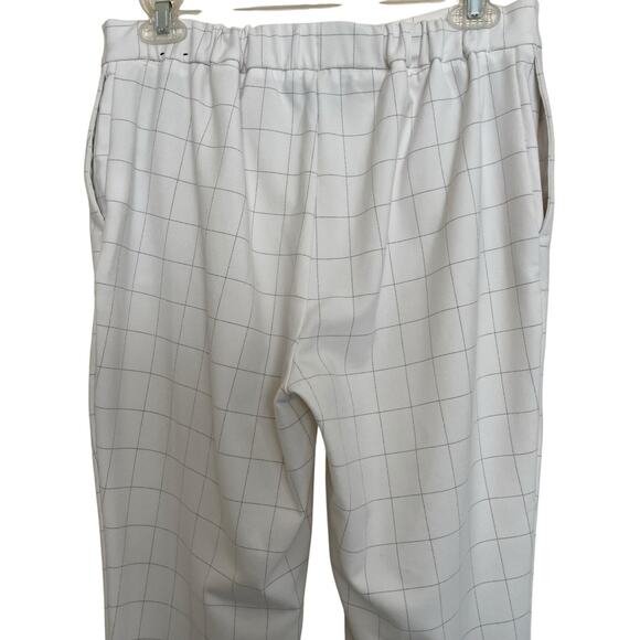 Rachel Zoe | White Windowpane Elastic Waist Crop Preppy Pants Sz 6 Checkered - Picture 4 of 6